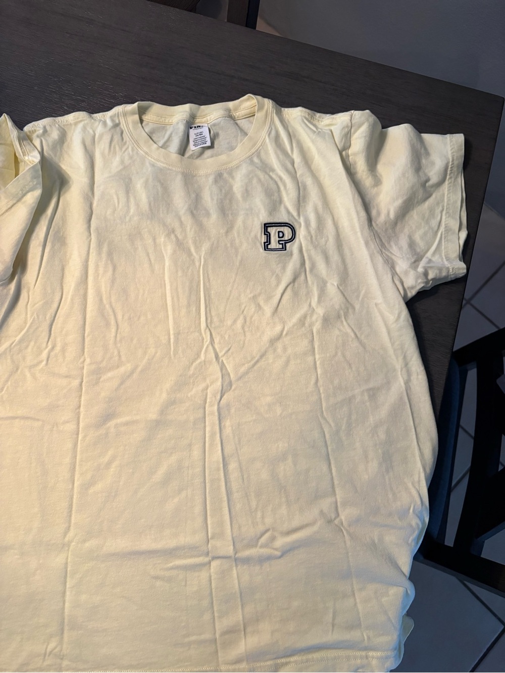 PINK Victoria's Secret Pale Yellow Short Sleeve Tee with P Crest